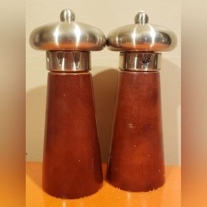WM Bounds Natural Wood Chrome 6.5" Salt & Pepper Grinders Mills USA Adjustable